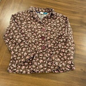 Delia’s Brown Corduroy Pink Floral Blazer size Large
